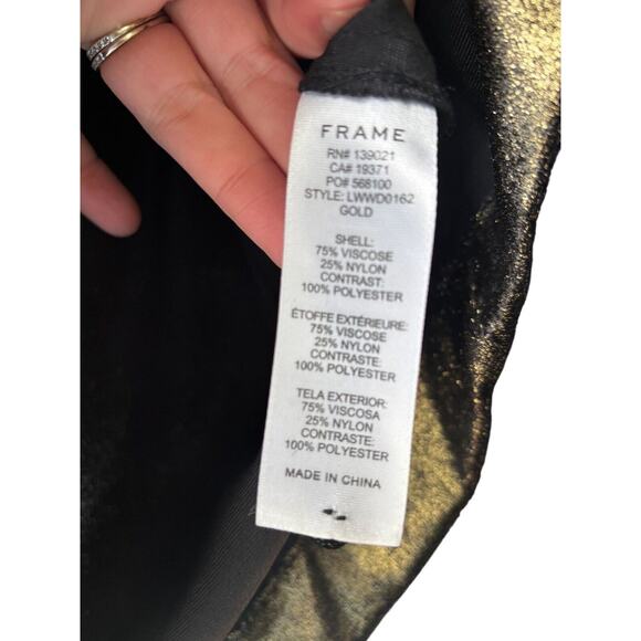 FRAME Womens Metallic Gold V-Neck Velvet Mini Dress Size 4 - Picture 7 of 9